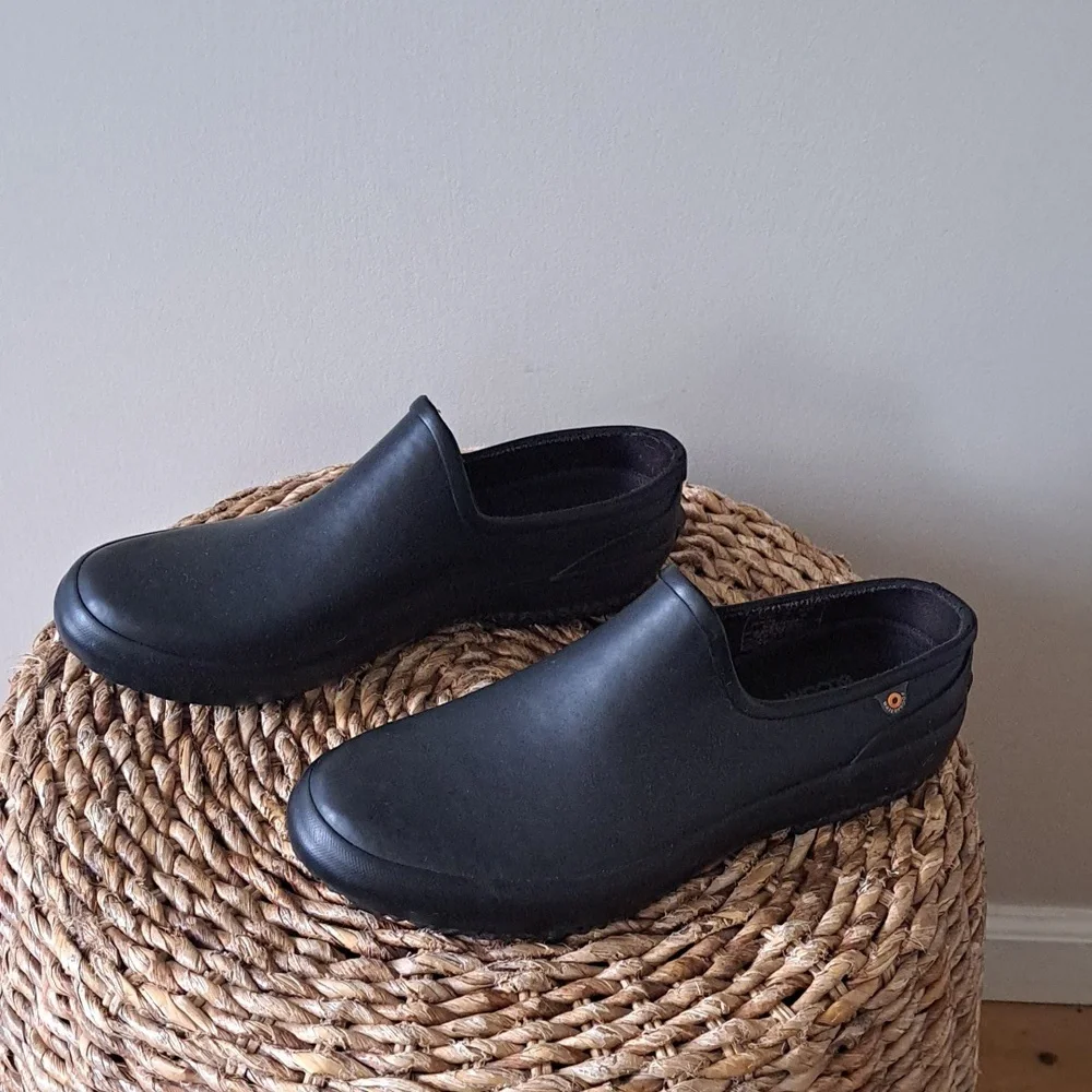 Bogs Womens‎ Patch Black Waterproof Rubber Garden/Rain/Outdoor Slip-On Shoes S-9